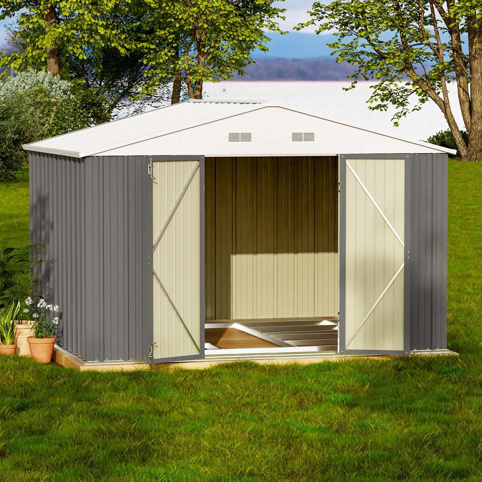 Patiowell 10x8 FT Outdoor Storage Shed with Floor Frame