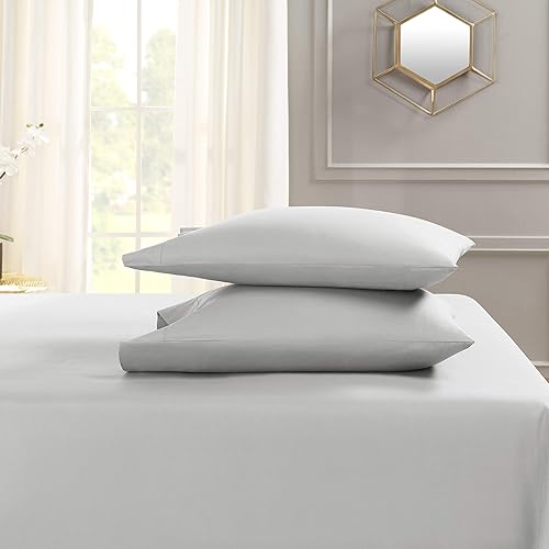 Miniatura 3 de Juego de sábanas de algodón peinado de 550 hilos, 4 piezas para bolsillos profundos de 15-18 pulgadas (1 sábana bajera, 1 encimera y 2 fundas de