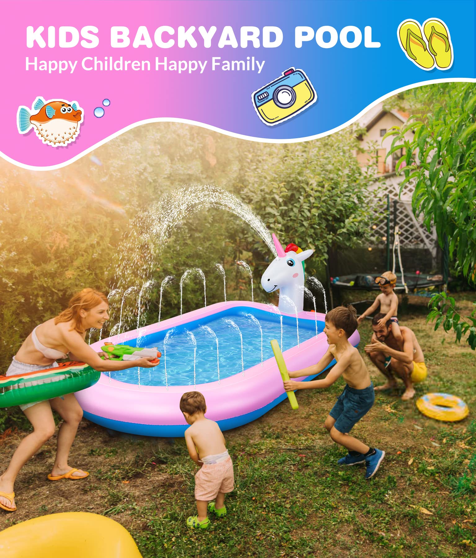 COOLJOYA Piscina Inflable Exterior - Piscina Hinchable Infantil - 175×120×50 cm - Piscinas Bebe Todas Las Estaciones