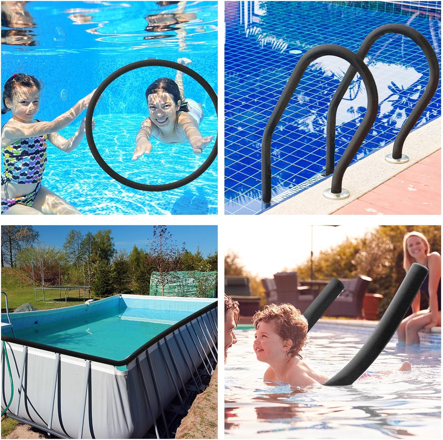 Sratte 30 Pcs Pool Noodles Bulk Jumbo DIY Decorations Heavy Duty Large Foam Swim Water Foam Hollow Noodles for Swimming Floating Craft Projects(Black,39 Inch, 2.36 Inch)