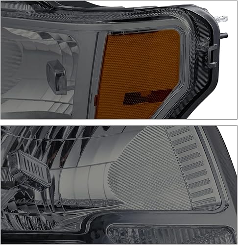 Miniatura 5 de M-AUTO Conjunto de faros delanteros izquierdo y luz compatible con Ford F-150 Pickup 2009-2014, carcasa cromada, lente ahumada, lámparas de esquina