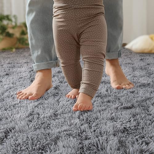 Miniatura 3 de YJ.GWL Alfombras de área de 8 x 10 pies para sala de estar, ultra suaves y esponjosas, alfombra grande antideslizante cómoda, alfombra de pelo largo