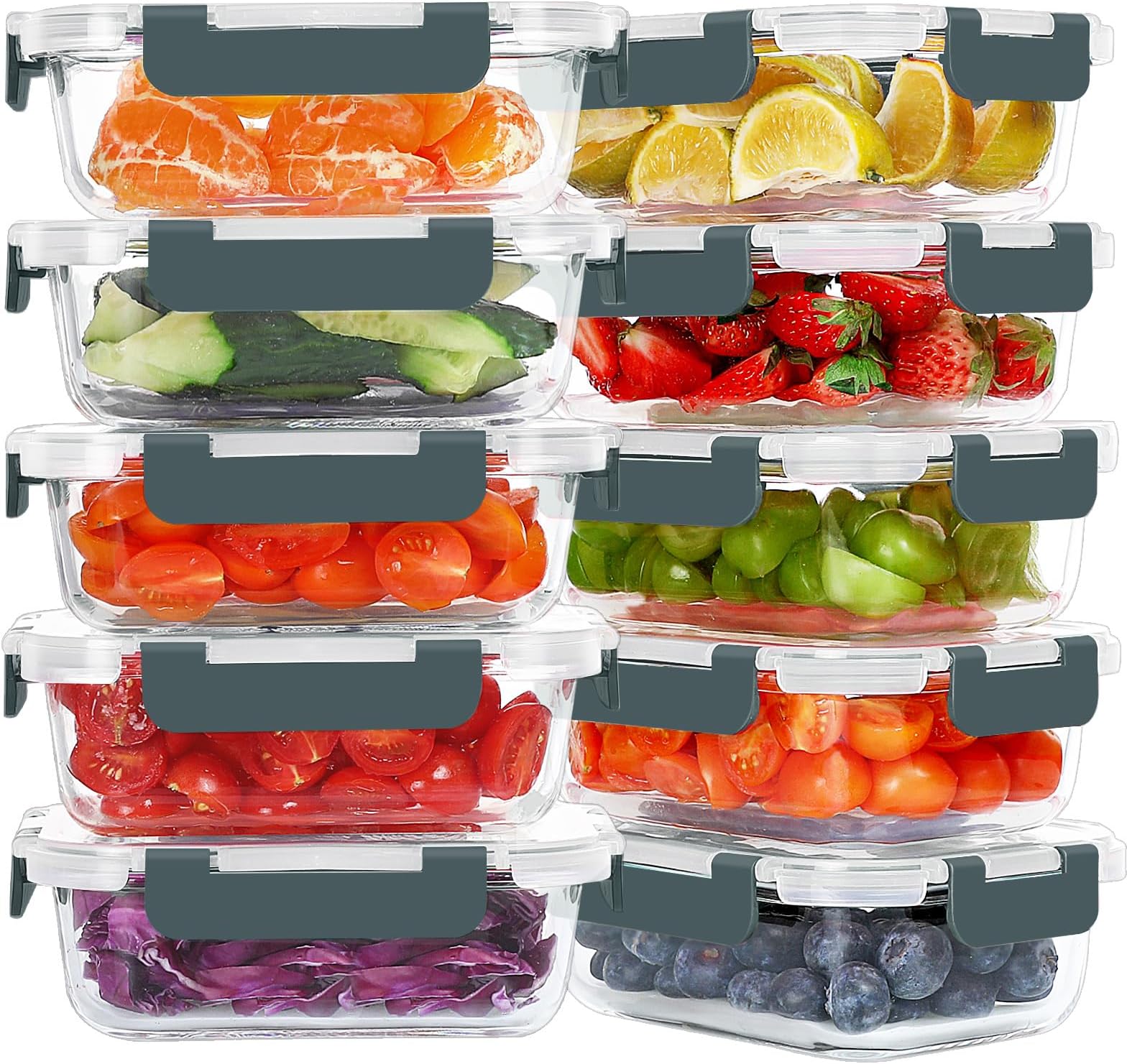 - KOMUEE 10 Packs 22 oz Glass Meal Prep Containers, Glass Food Storage Containers with Lids, Airtight Lunch Boxes BPA Free, Microwave and Freezer Safe