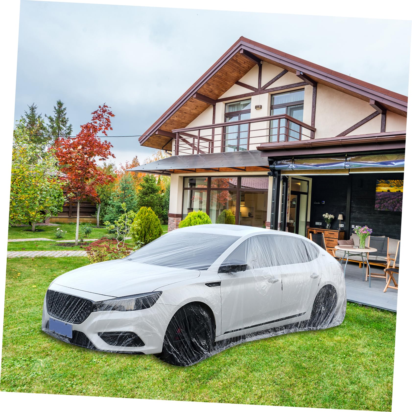 SOESFOUFU Car Covers for Automobiles Weather Outdoor Car Covers Disposable for Rain Protection — view 7