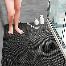 Tapete Antiderrapante Para Banheiro, Chuveiro, Box, Piscina, Áreas Molhadas (Onda Preto, 0,60 X 1,00)