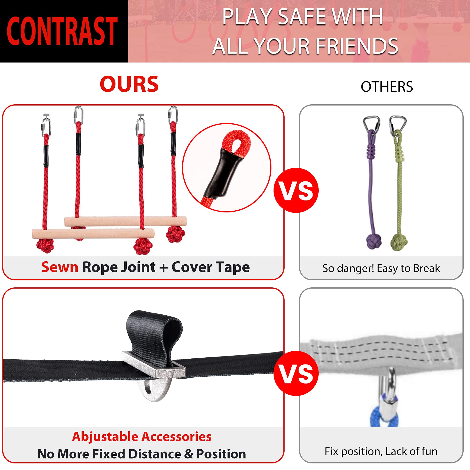 SLACK/MY SPACE,WHA LA BOUT2枚セット Ninja Warrior Obstacle Course Accessories New Upgraded Buckle for