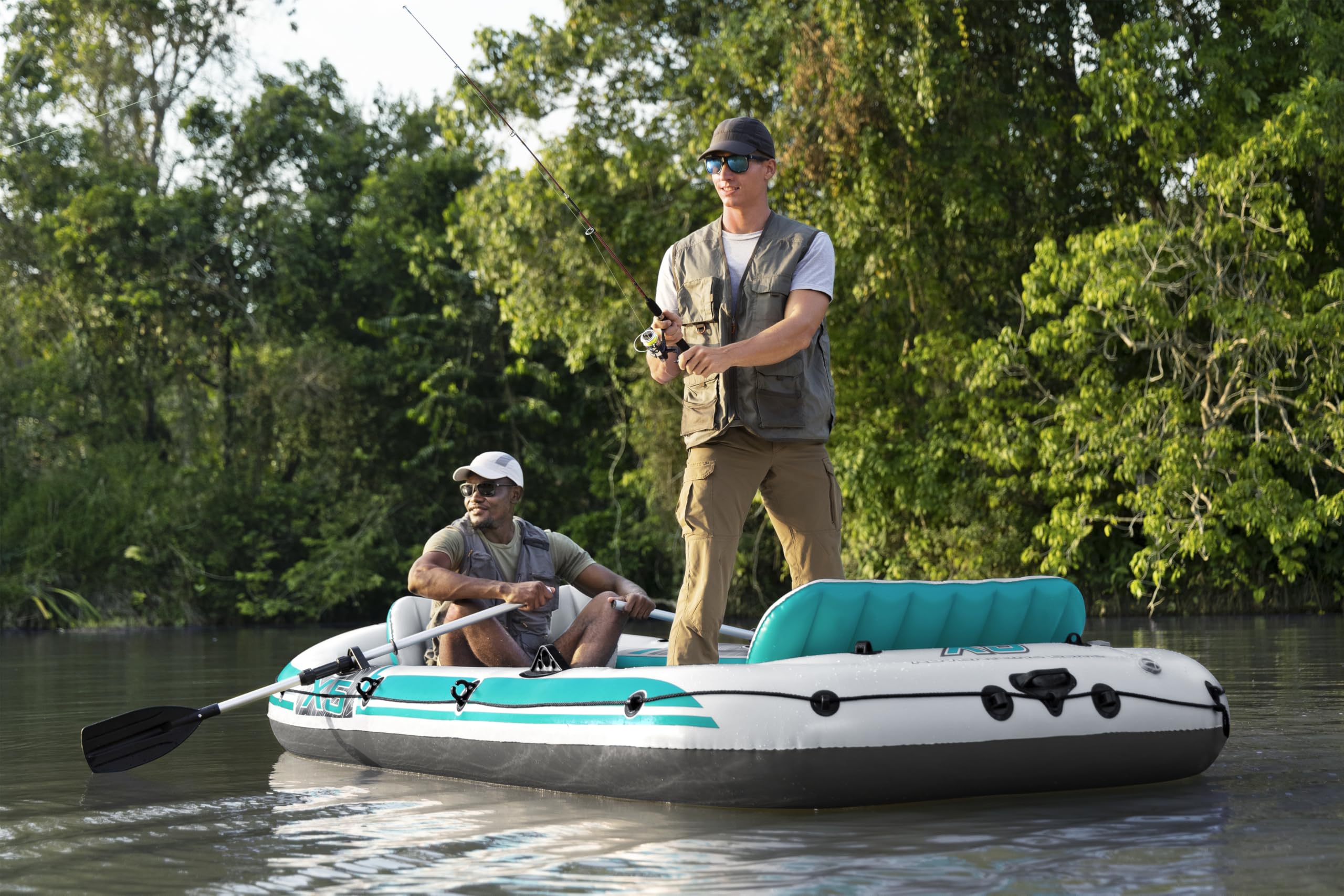 Bestway | Hydro-Force Adventure Elite X5 Inflatable Raft Set| Inflatable Boat with Hand Pump, Oars, Seats, Gear Pouch, Carry Bag | Five-Seater