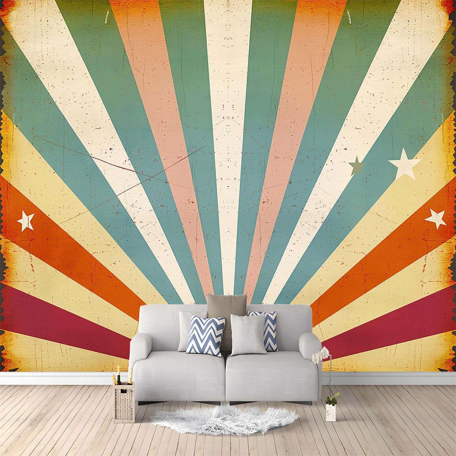 Art Papel Tapiz Fotográfico Fondo De Cartel De Circo Retro 350x256 cm Papel Pintado no Tejido Lana Decoración De Pared Sala Cuarto Póster Mural para Sala de estar Dormitorio Infantil Decoración