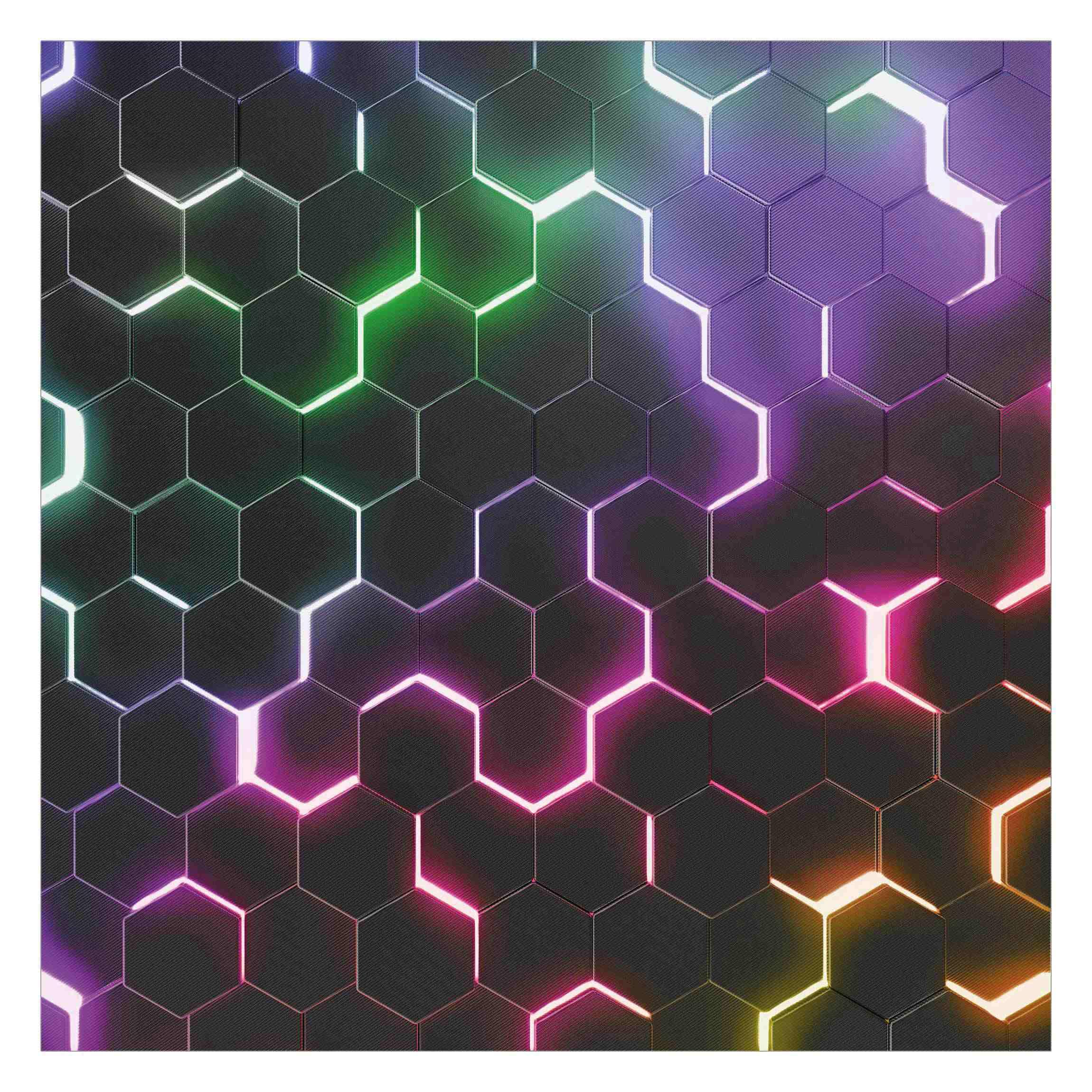 Bilderwelten Fototapete Gaming Struktur Hexagone mit Neonlicht 192 x 192 cm Vlies-Tapete XXL Smart Wandtapete Wanddekoration Wohnzimmer Schlafzimmer