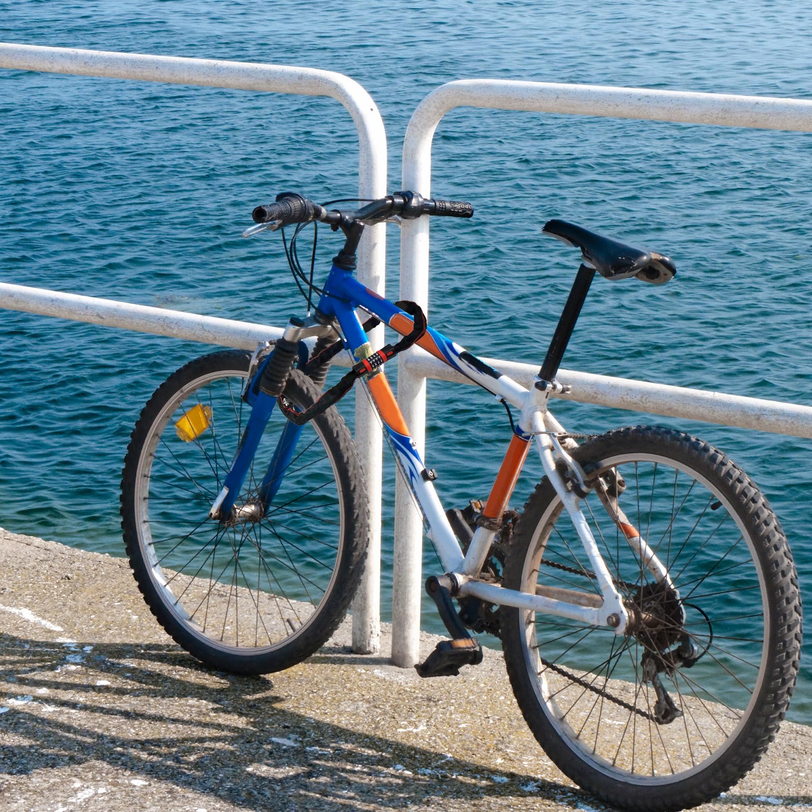 Lucchetto a catena per bicicletta, combinazione a 4 cifre, resistente, antifurto con custodia protettiva, catena di sicurezza per bici, e-bike, scooter, moto, 0,6 m, 0,9 m, 1,1 m, 1,3 m