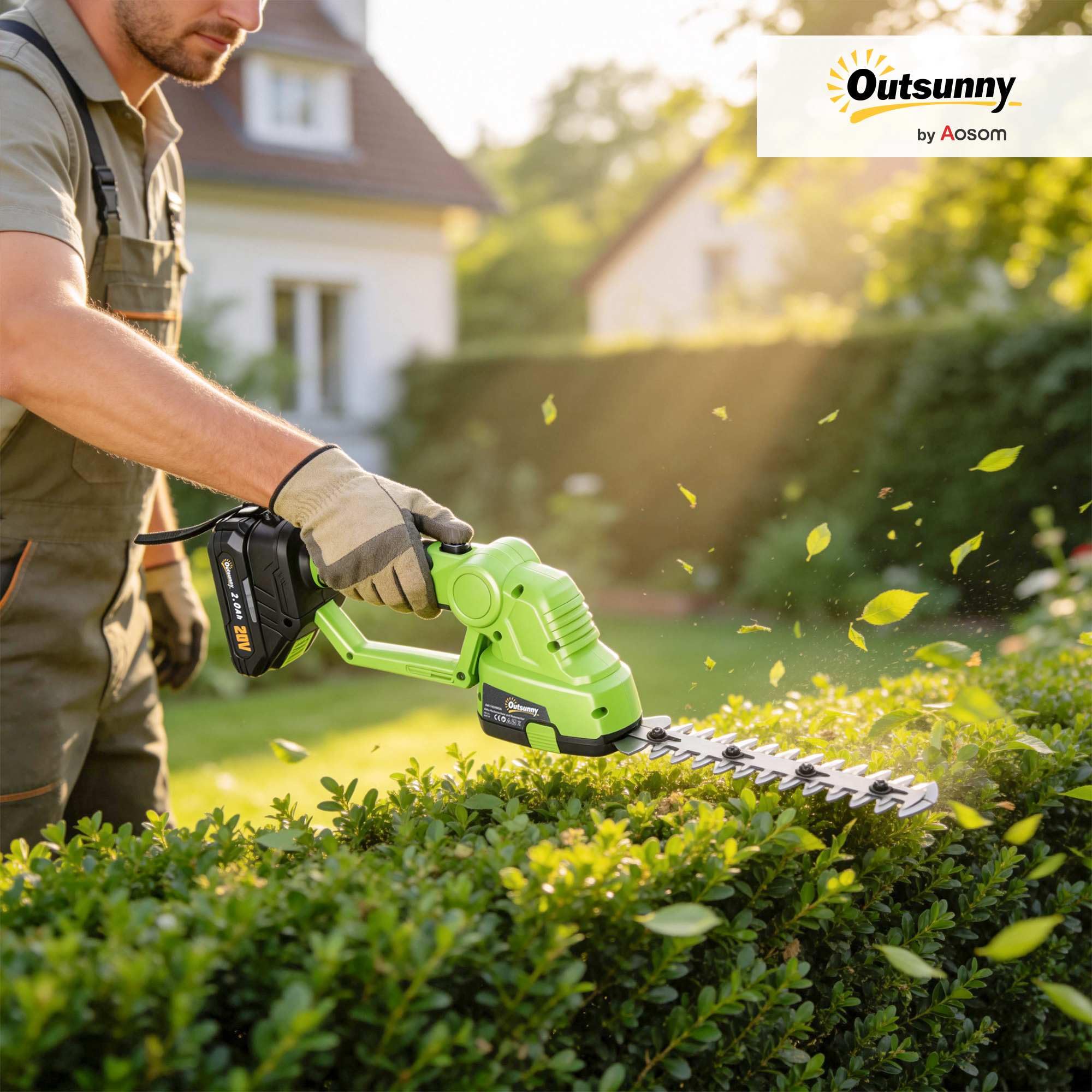 Outsunny 2-w-1 Nożyce akumulatorowe do żywopłotu z ładowarką 18V zielony