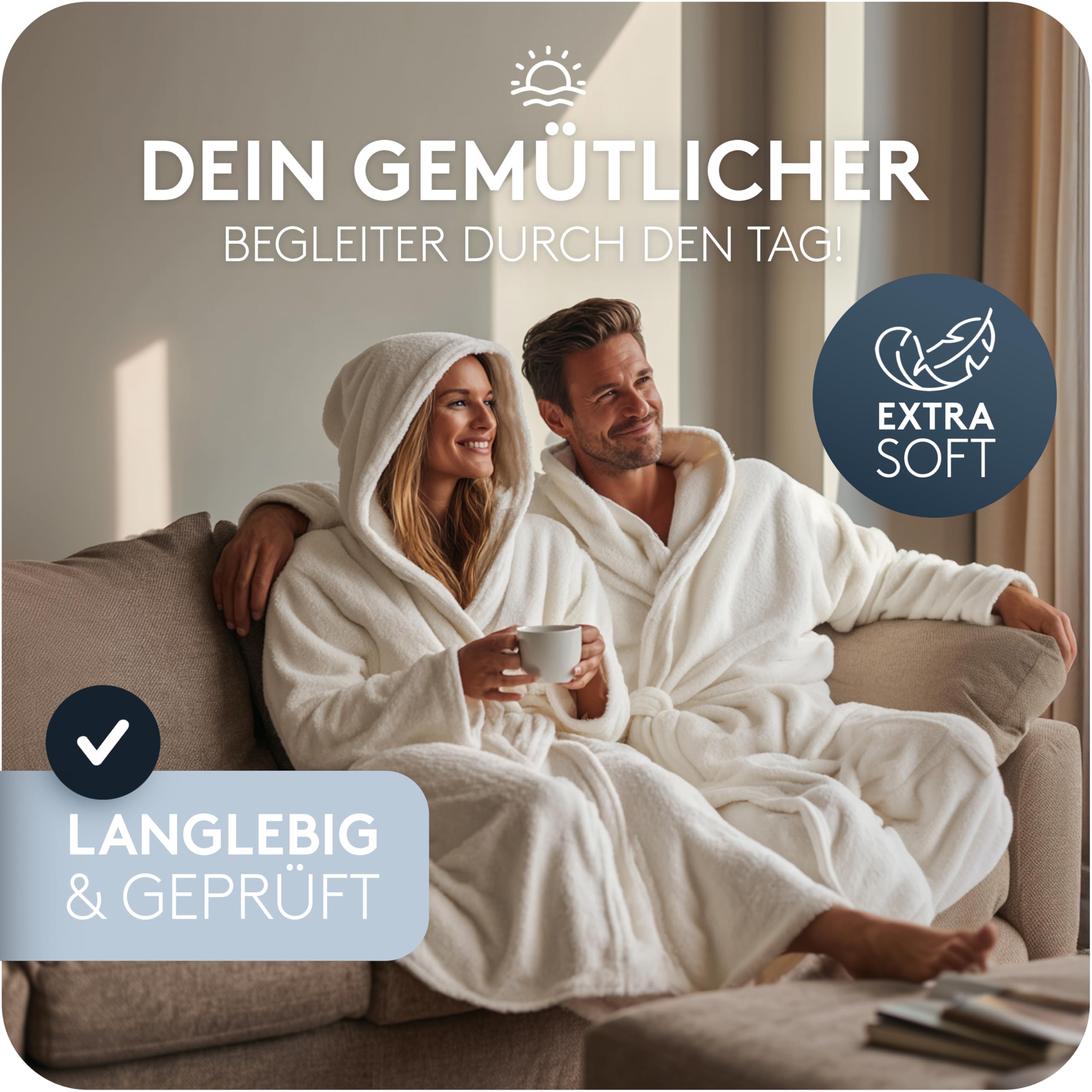 CALMONT - Bademantel Herren aus 100% Baumwolle Frottee mit Kapuze – Kuscheliger Saunamantel für Herren – Männerbademantel für Wellness & Sauna – Für tägliche Wohlfühlmomente
