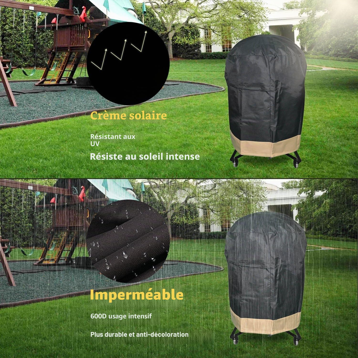 onlyfire Housse de Protection Barbecue Kamado 76.5x86.5 cm Imperméable Extérieur