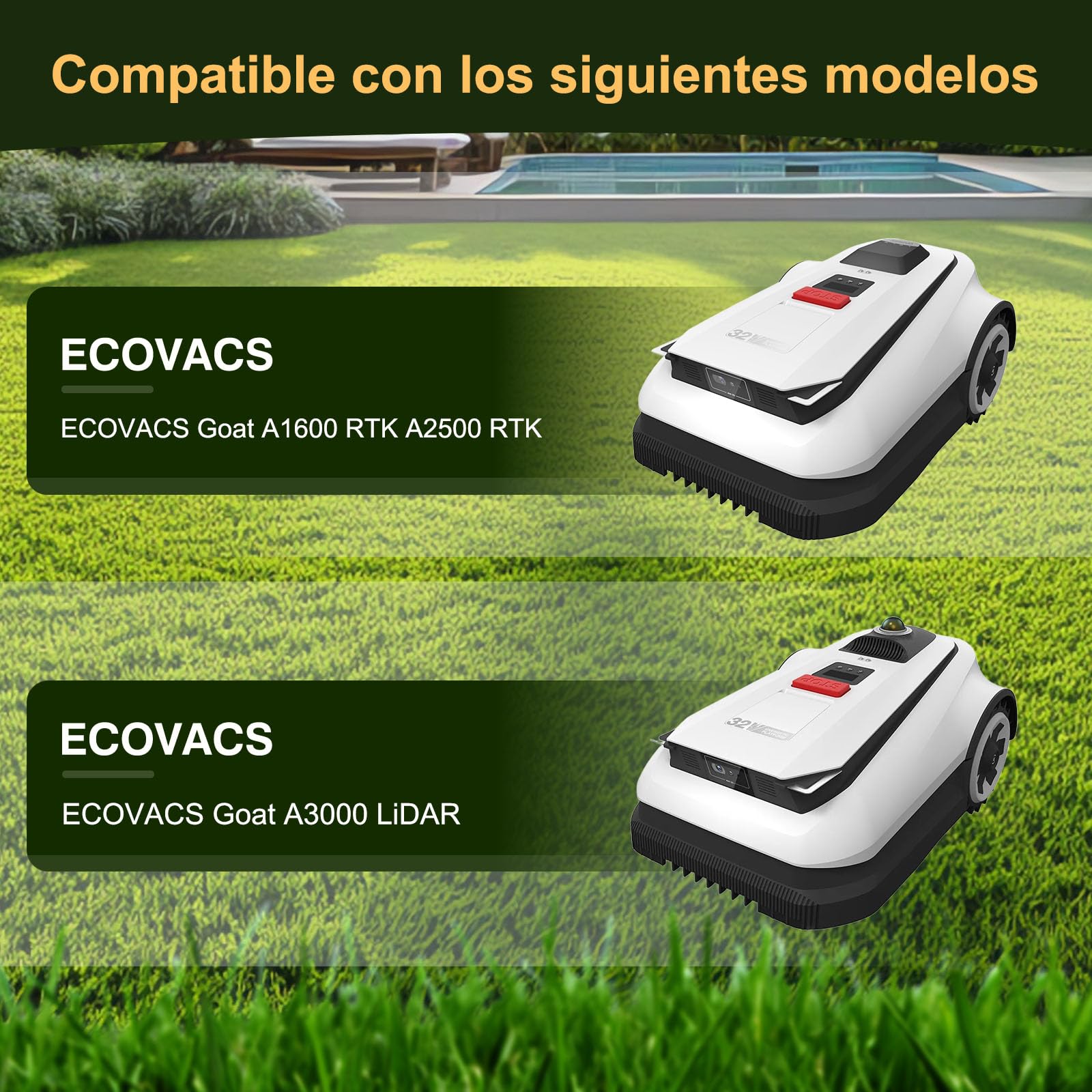 [ACTUALIZACIÓN] 2 Discos de Cuchillas + 12 Cuchillas Compatibles con ECOVACS A1600, A2000, A2500 y A3000, Disco de Cuchillas para Cortacésped Robótico, Plato Giratorio de Cortacésped Robótico