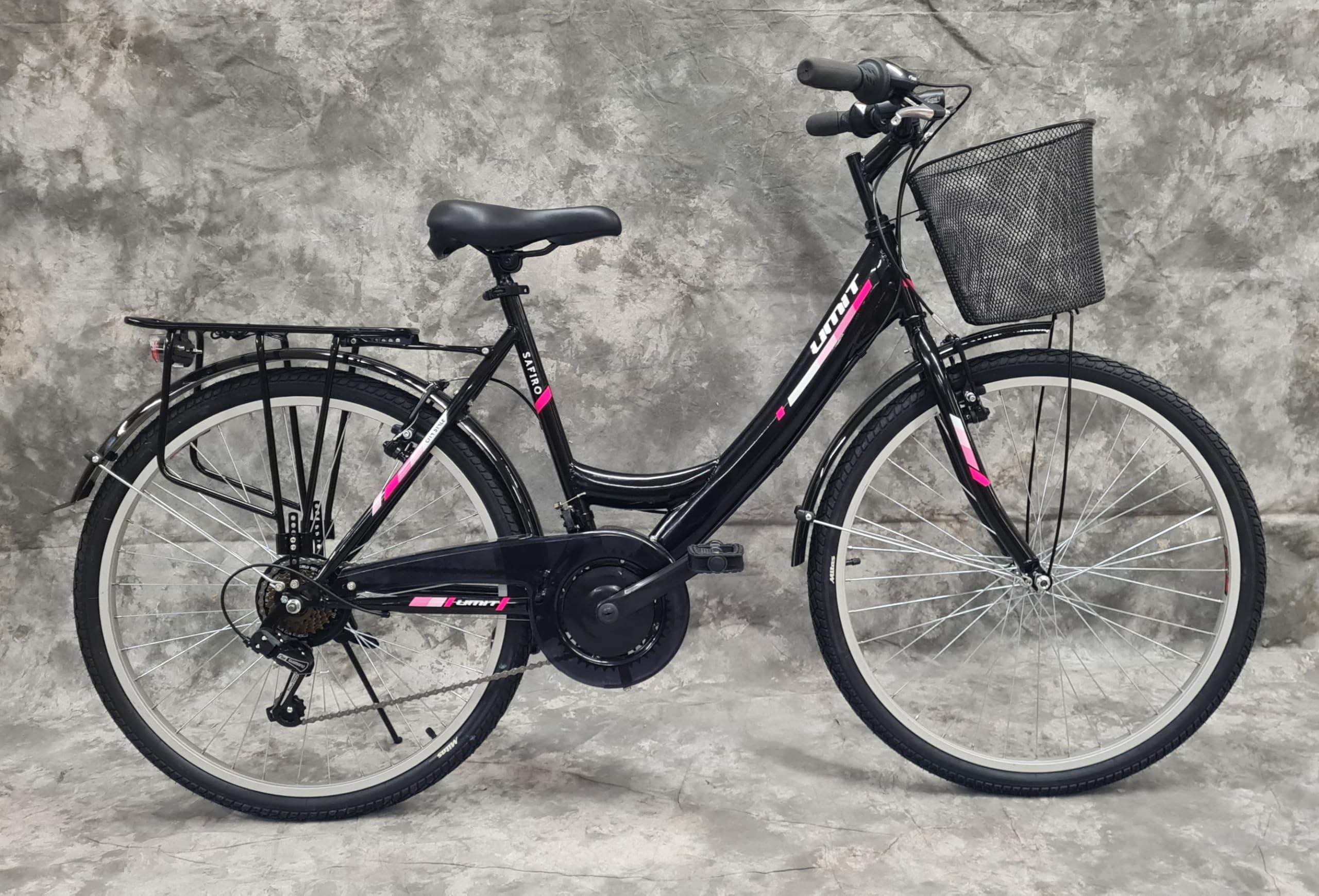 Generisch 26 Zoll Damencityrad SAFIRO 21-Gang Kettenschaltung, Gepäckträger, Korb NEU 2608-Schwarz Bitte BEACHTEN AB 155 cm KÖPERGRÖSSE GEEIGNET !!!!!!!