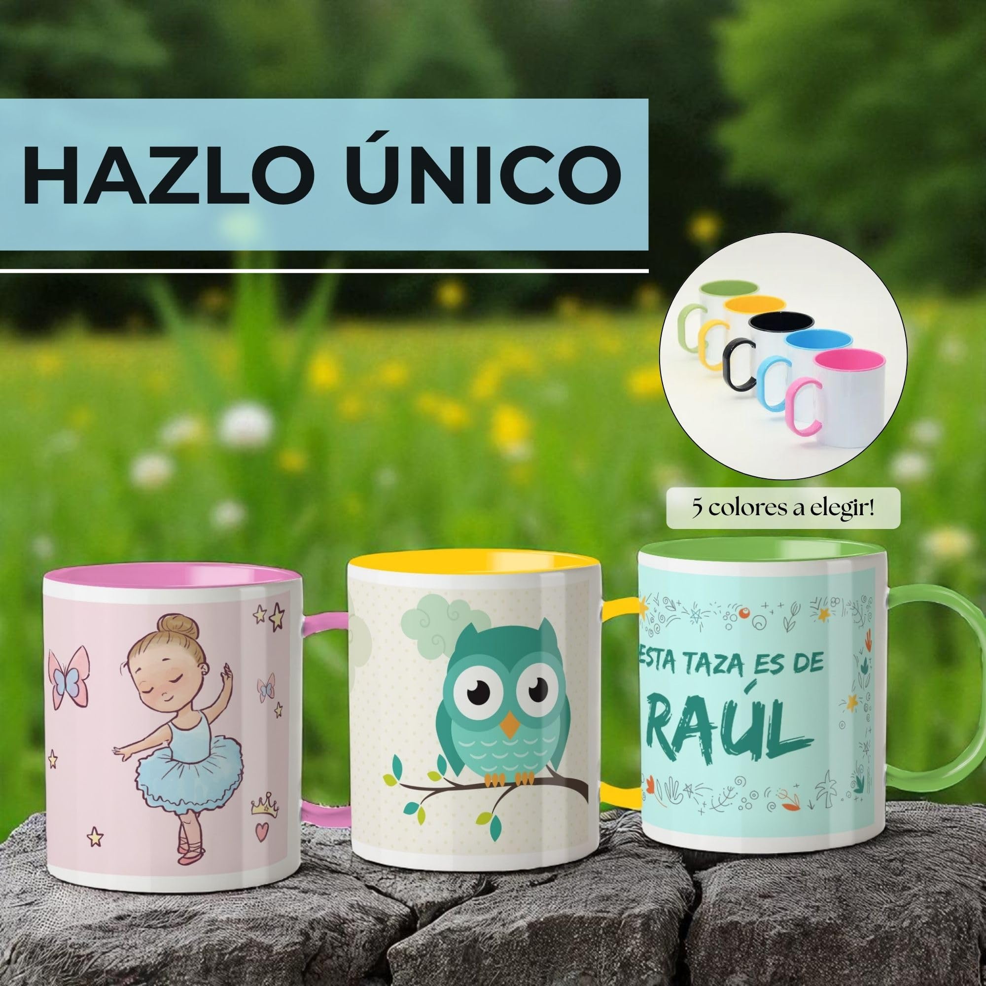 LolaPix Taza plastico personalizada. Taza Plastico Infantil Personalizada. Vaso Infantil Personalizado. Tazas Personalizadas con Nombre SIN BPA. 5 COLORES. Buho