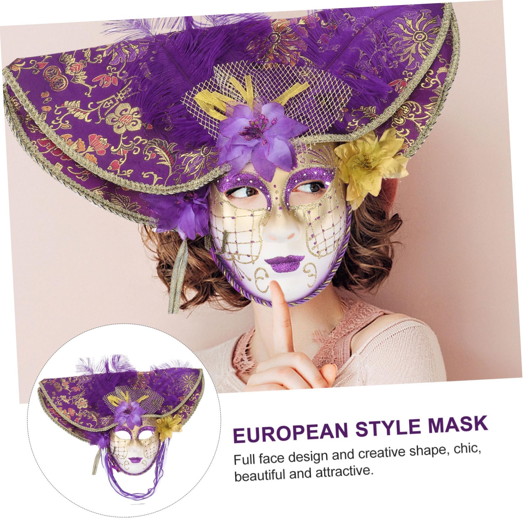 BESPORTBLE Máscara Veneciana De Europeo Sombrero Completa Para Mujer Para Accesorios De Decoración y Cosplay De Disfraz
