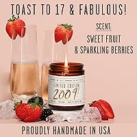 Vista 2 de Regalos de cumpleaños número 17 para niñas, vela de soja 'Limited Edition 2009', con bayas brillantes y frutas, regalos de cumpleaños de 17