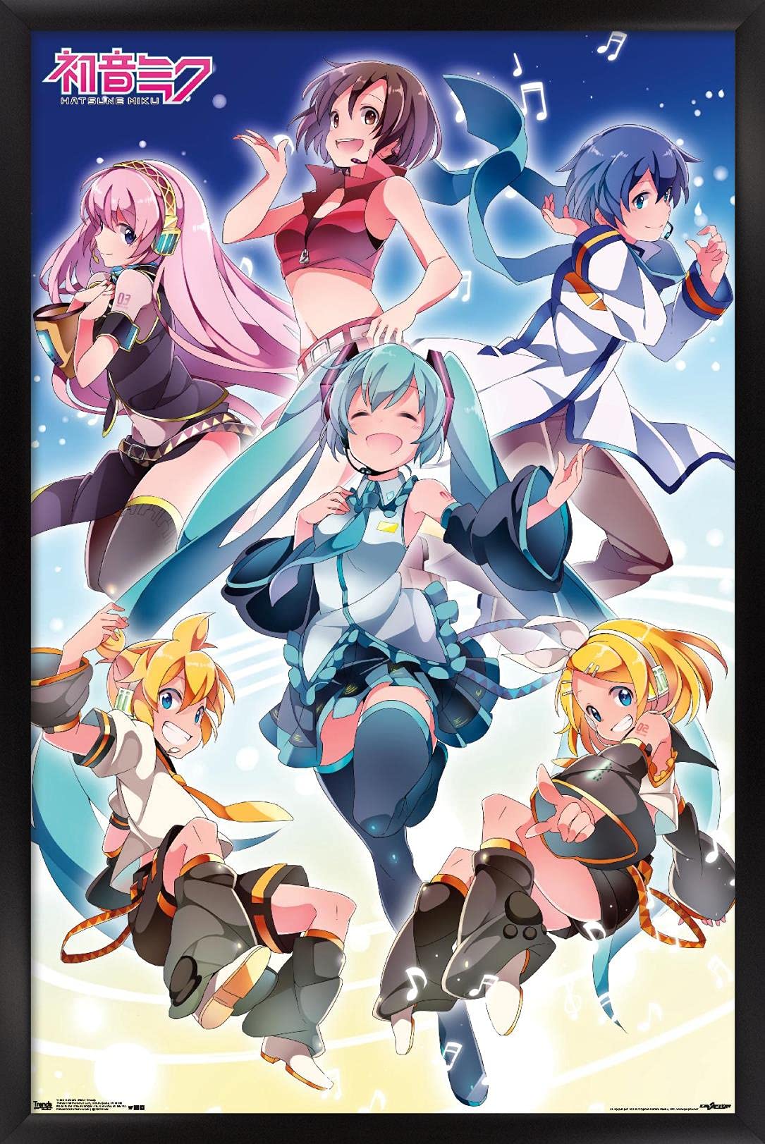 Poster Hatsune Miku mural cadre noir pour déco de studio gaming