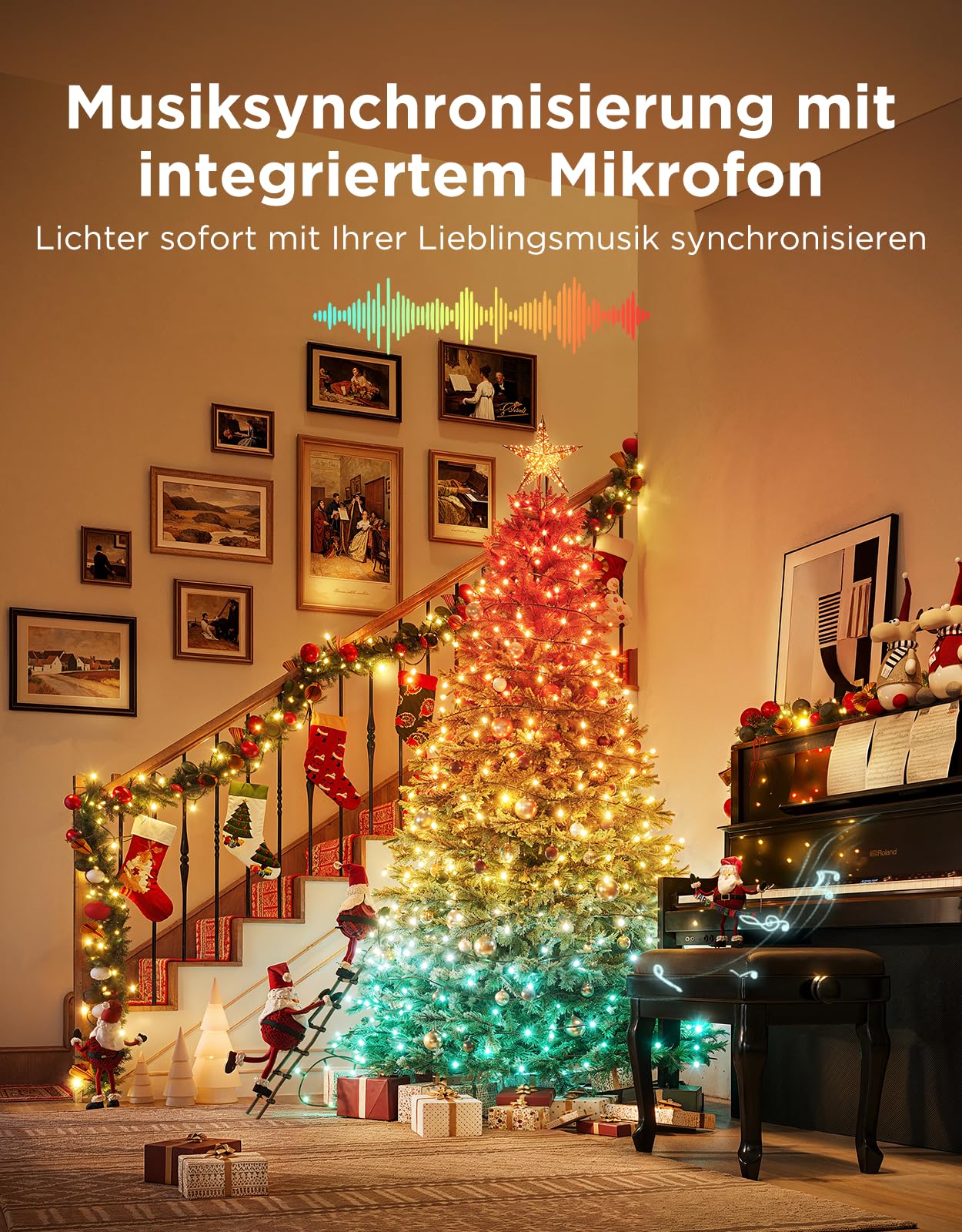 Govee Christmas Sparkle String Lights, Weihnachten Lichterkette für Innenräume, 20M RGBWIC-Leuchten mit 250 LEDs, 140+ Dynamische Szenenmodi für Weihnachtsdekorationen, APP-Steuerung mit Alexa