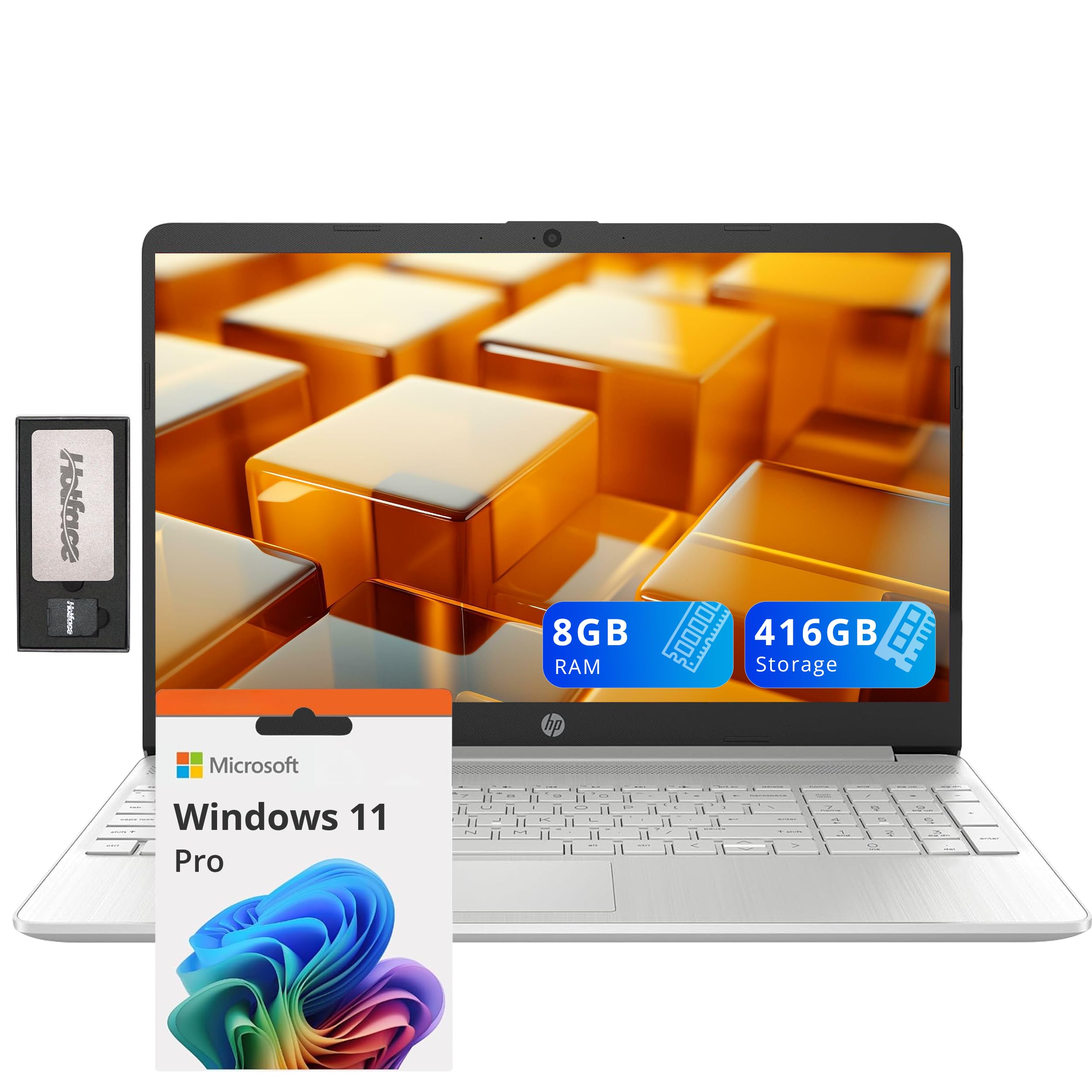 HP 15.6" FHD Anti-Glare Laptop, Intel i3-1215U, 8GB DDR4 RAM, 416GB Storage(256GB SSD + 160GB Docking Station Set), Intel UHD Graphics, Full Size