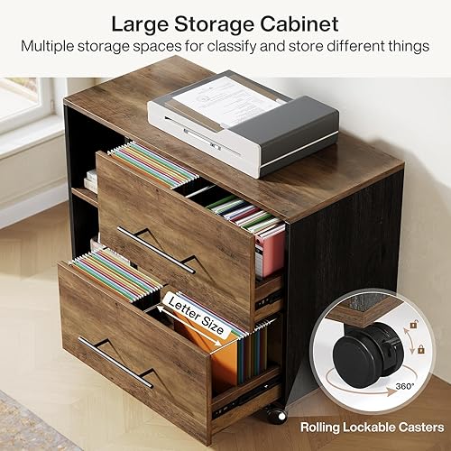 Miniatura 7 de Tribesigns Escritorio Ejecutivo de 70.86" con Archivador Móvil, Escritorio Grande en Forma de L para Computadora de Oficina con 2 Cajones y Estantes