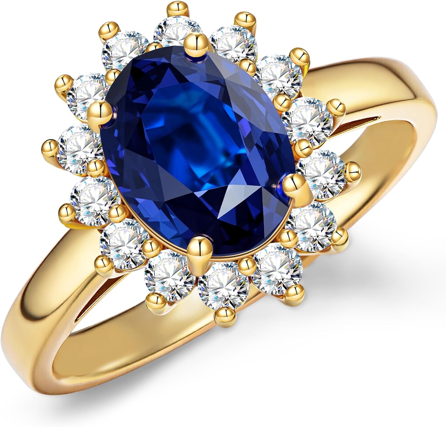 GONA 1/1.8/4/5.5CT Lab Grown Royal Blue Sapphire Ring for Women – Princess Diana Inspired & Classic Oval Styles, Tarnish-Resistant Silver, GRC Certified, Engagement, Anniversary & Gift Jewelry