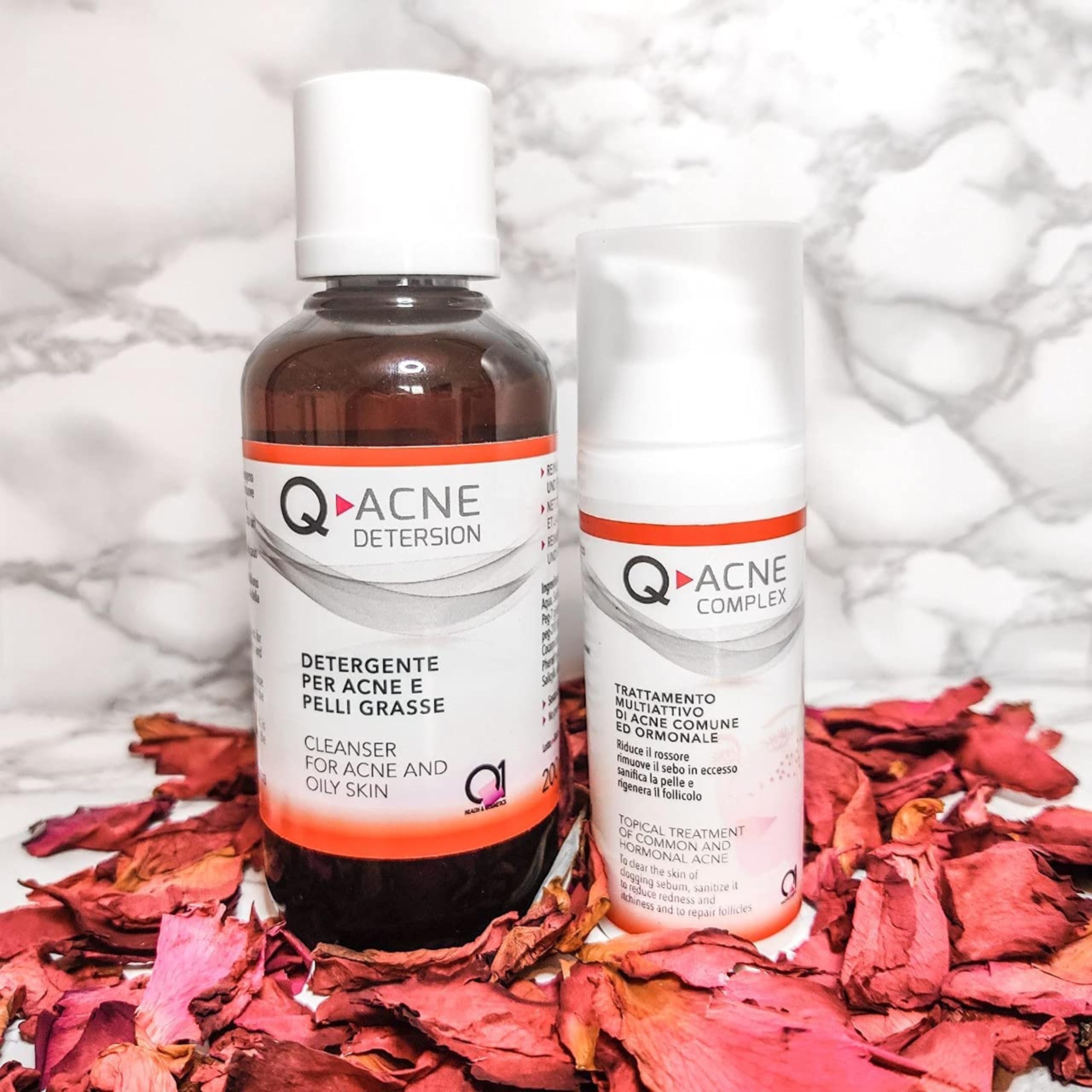 Q-Acne Complex Kit Completo per Trattamento Acne, Crema Acido Salicilico Viso e Sapone Detergente