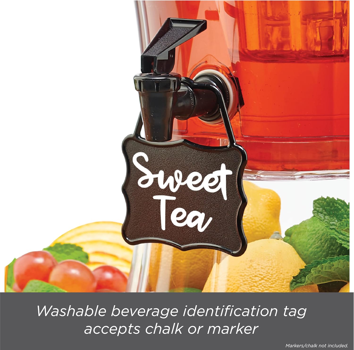 Buddeez 3.5 Gallon Clear Drink Dispenser - Built In Ice Cone and Spigot for Easy Pouring - Party-Perfect Serving Station with Chalk Board Tag - Image 2