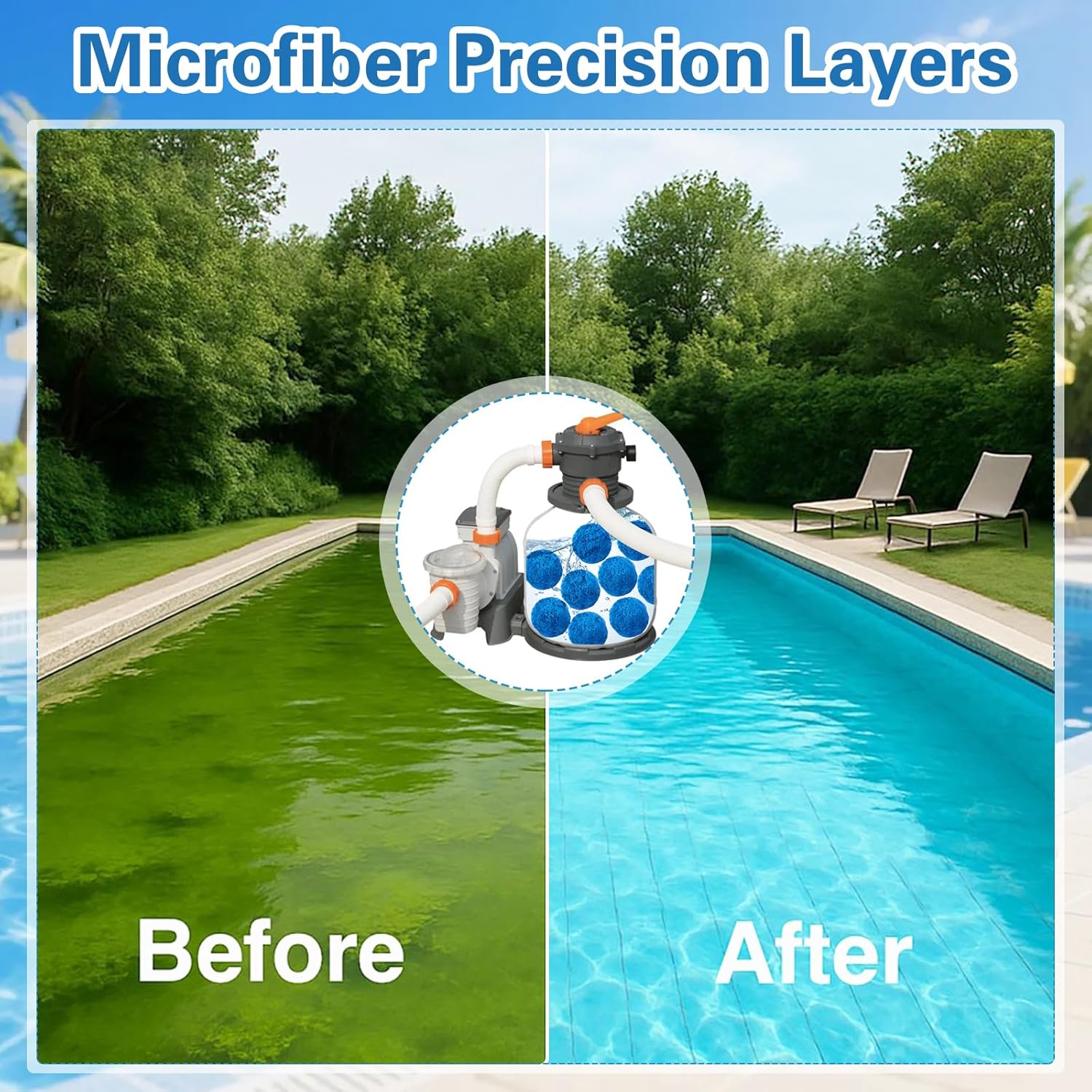 5 lbs Pool Filter Ball for Sand Filter Reusable Pool Fiber Media Balls Replace Pool Filter Sand for Above Ground Pool Sand Pump Efficient Clean Water