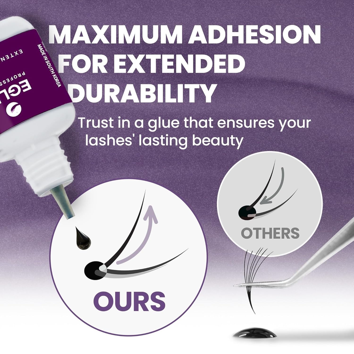 Professional K Beauty Eyelash Extension Adhesive - 1-3 Sec Fast Drying Time - Super Strong - Sensitive for Extensions - Black - 0.35 oz