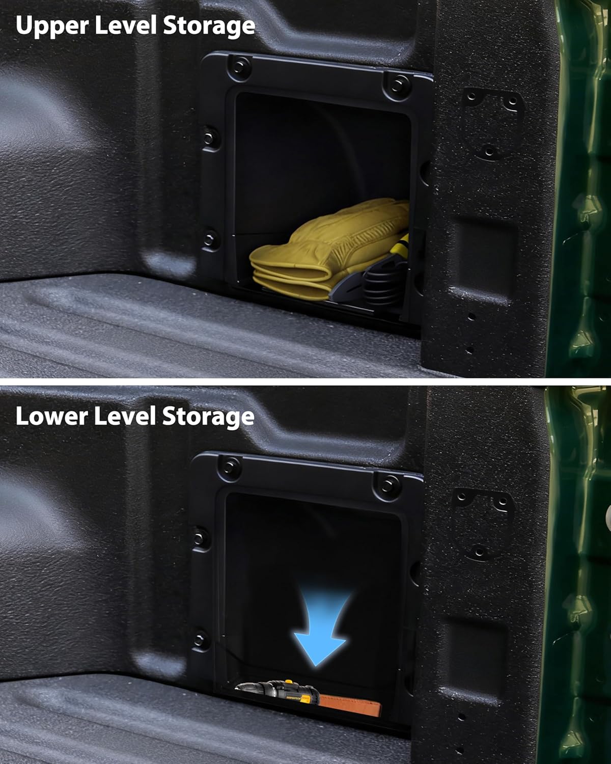 SAUTVS Bed Cargo Partition Storage Bin with Code Lock for Ford Maverick XL 2022-2025 Accessories, Rear Truck Side Organizer Storage Box with 3-Digit Security Lock, Password Protected