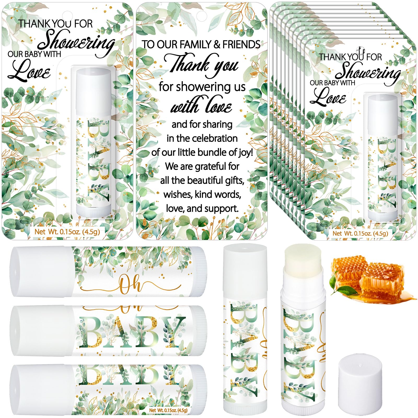 30 Pack Sage Green Baby Shower Games Prizes Party Gifts Bulk Lip Balms Favors for Winners Adults Guests Gender Reveal Favors Decorations Baby Shower Souvenirs Gift Bags Stuffers