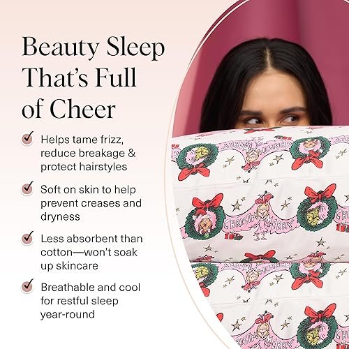 Vista 290 de Kitsch x Elf - Funda de almohada de satén con cremallera de tamaño queen/estándar, para el cabello y la piel, funda más suave que la seda, lavable a