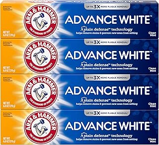 Arm & Hammer Advance White - Pasta de dientes, sabor a menta limpia, tecnología Stain Defense, 6.0 onzas (paquete de 4)