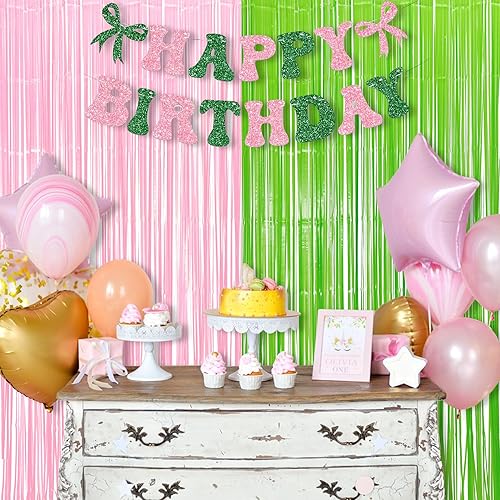 Miniatura 3 de BRAVESHINE Telón de fondo de serpentinas para fiesta, paquete de 2 cortinas de flecos de oropel de 3.2 x 8.2 pies para cumpleaños de niñas, mago,