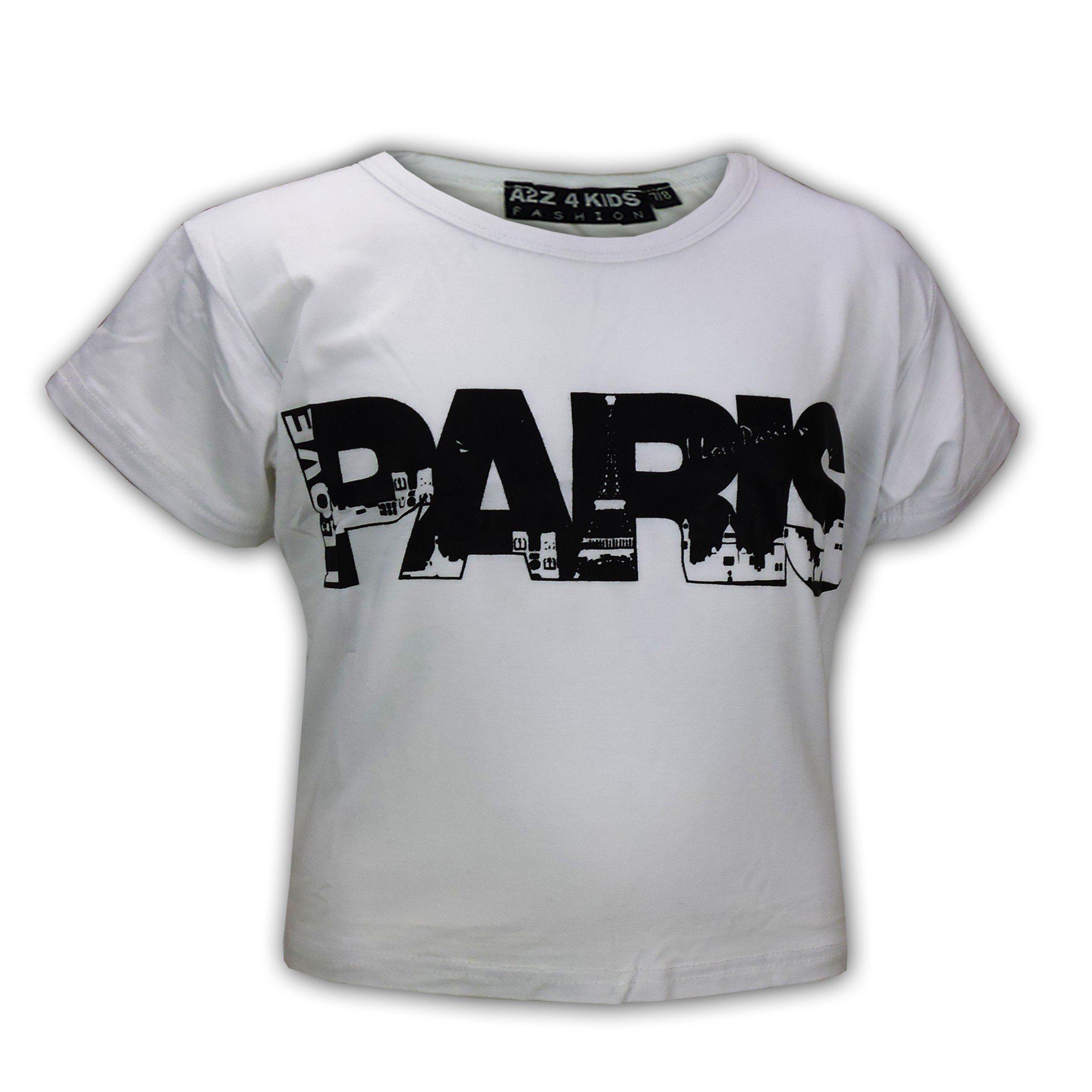 A2z 4 Kids Girls White I Love Paris Fashion Trendy - Paris Crop Top 13