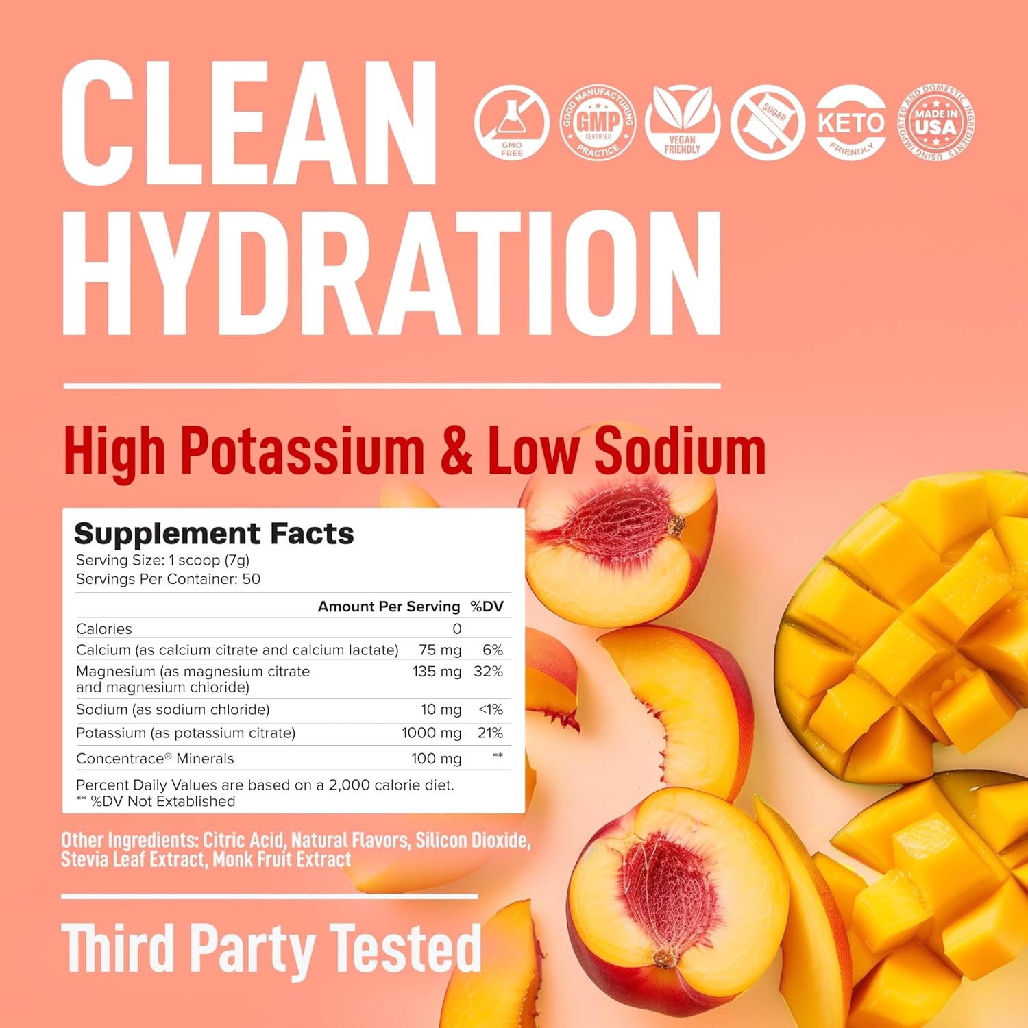 Keppi Electrolytes Powder – Peach Mango Flavor – No Sugar Hydration Supplement with Potassium, Magnesium, Sodium – 50 Servings – Keto, Vegan, Fasting-Friendly, Zero Calorie Electrolyte Drink - Image 3