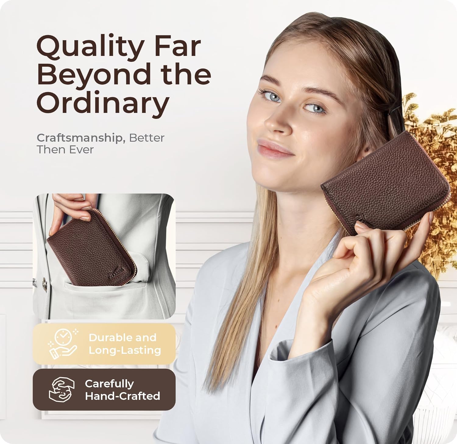 Claasico Bifold Wallet for Women RFID Blocking | Genuine Leather Zip Wallet & Ladies Coin Pocket | Stylish Credit Card Holder | Travel Wallet with Anti-Theft Protection