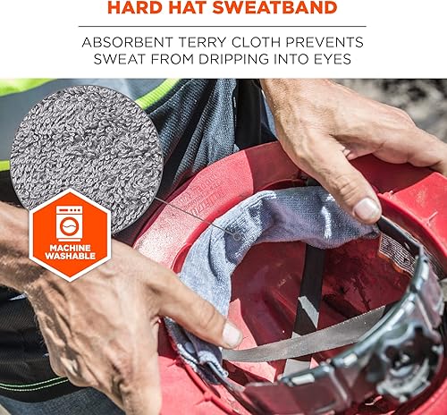 Miniatura 2 de Ergodyne Chill-Its 6609 Absorptive Hard Hat Terry Sweatband, Gray, 12440