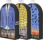 6.5" Gussetes Garment Bags for Hanging Clothes Storage, 40" Suit Cover Bags for Closet Travel (Set of 6), Clear Hanging Clothes Storage with Zipper for Clothing