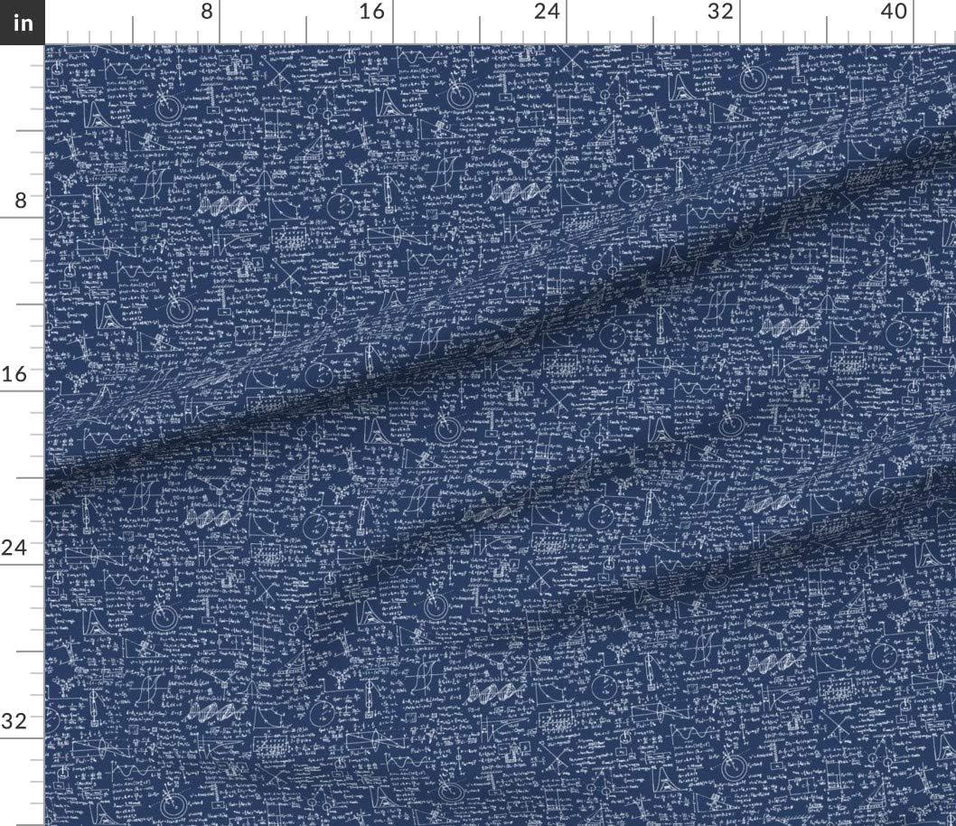 Spoonflower Fabric - Equations Navy Blue Math Mathematics Science Teacher Classroom Printed on Petal Signature Cotton Fabric by The Yard - Sewing Quilting Apparel Crafts Decor
