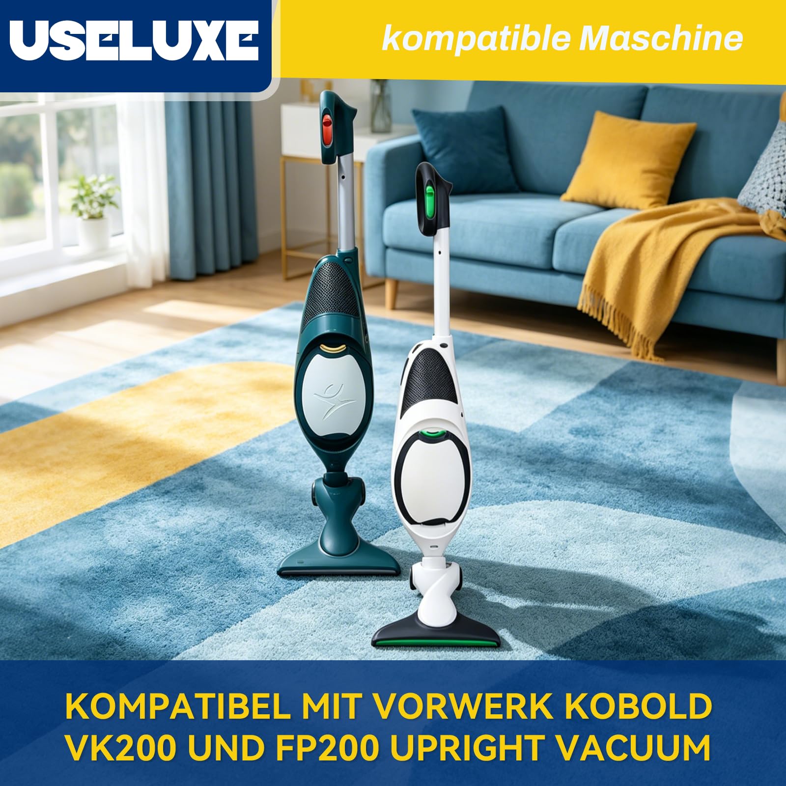 14 Stück Staubsaugerbeutel kompatibel mit Vorwerk Kobold VK140 VK150 FP140 FP150, Zubehör Set mit 2 Filtern, 2 Duftstoffen & 1 Reinigungsbürste