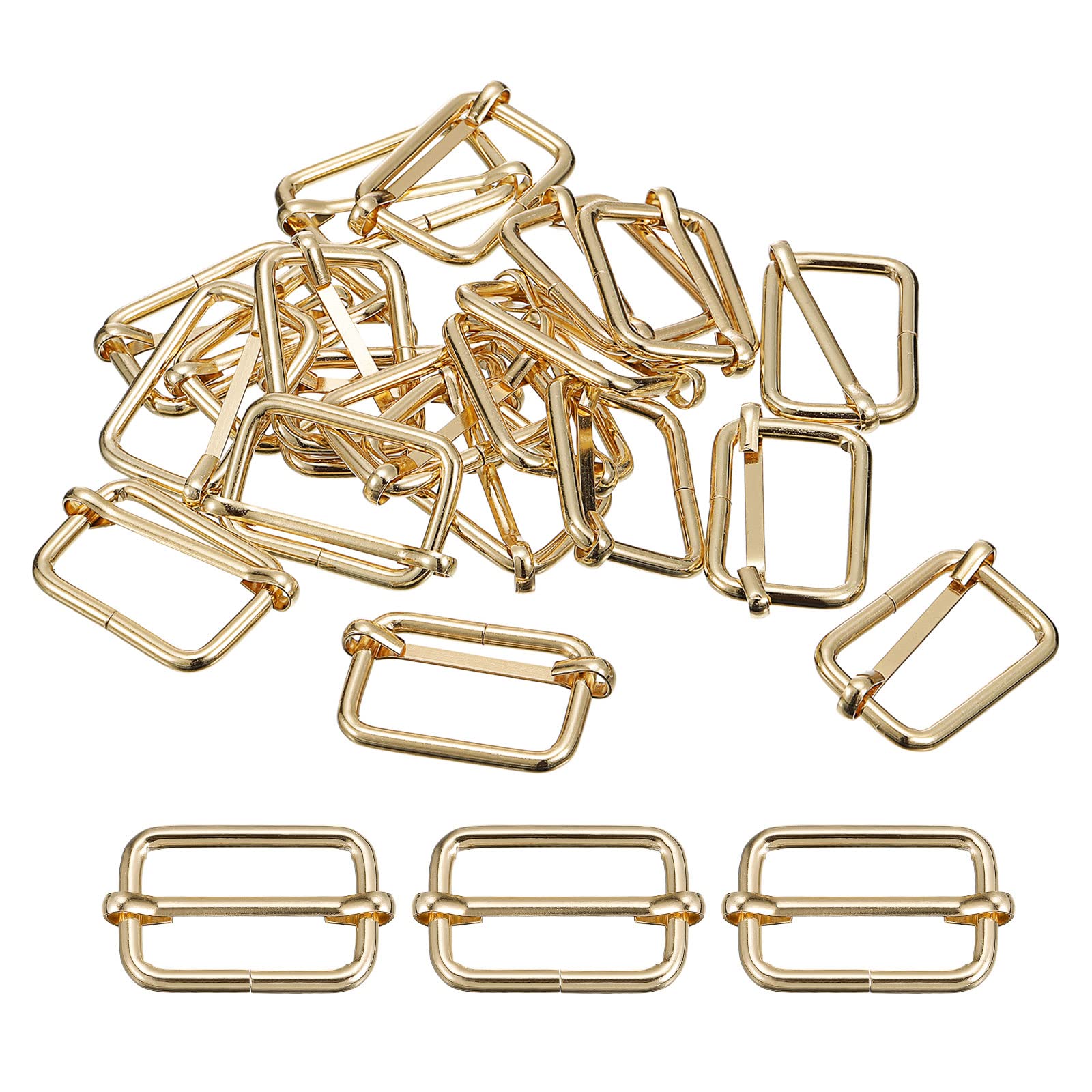 Sourcing Map Deslizantes Hebillas, 20uds 32x20x3,8mm Metal Rectángulo Ajustador Tri-deslizante Hebilla Rodillo Pasador Correa Ajustador Para Cinturón