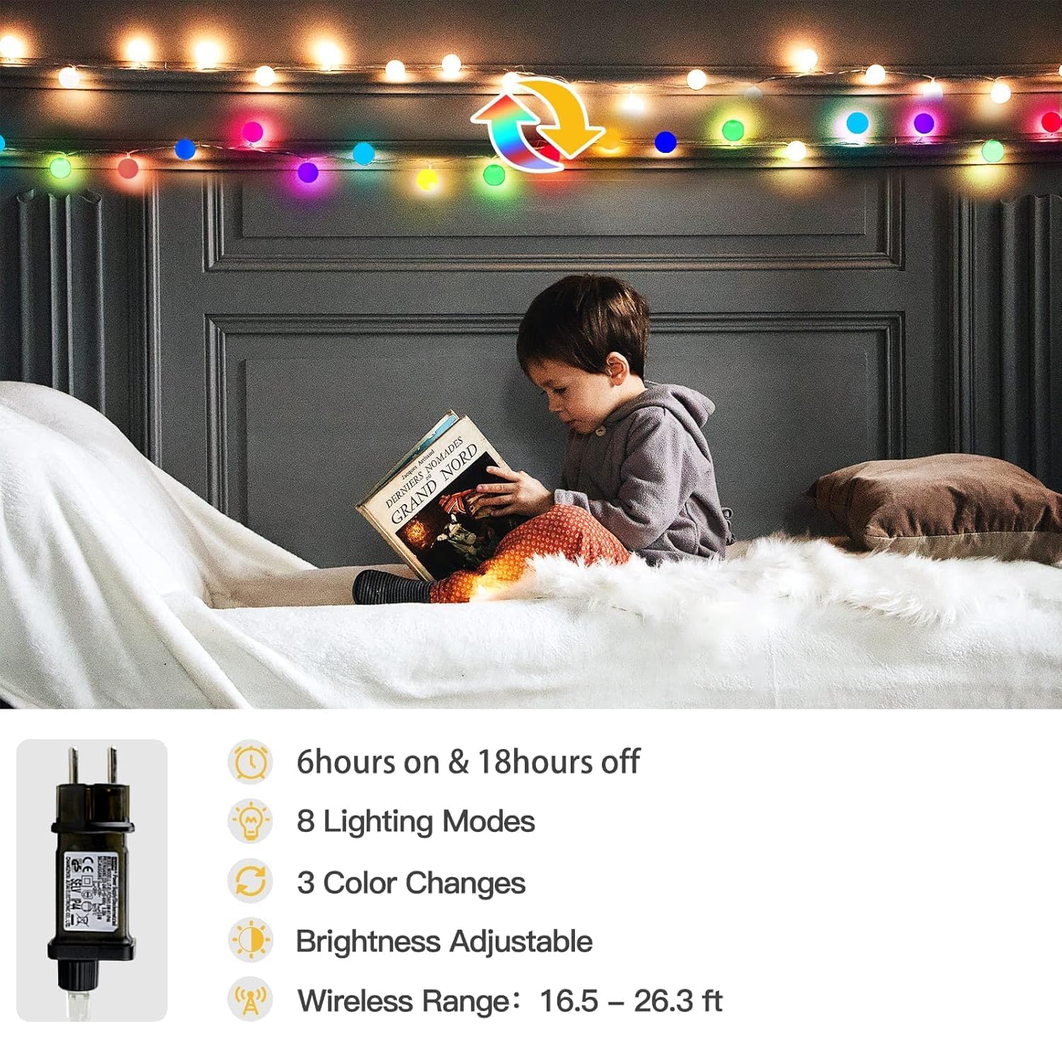 Guirlande Lumineuse Globe 20m – 150 LED Avec Télécommande, 8 Modes, étanche IP44