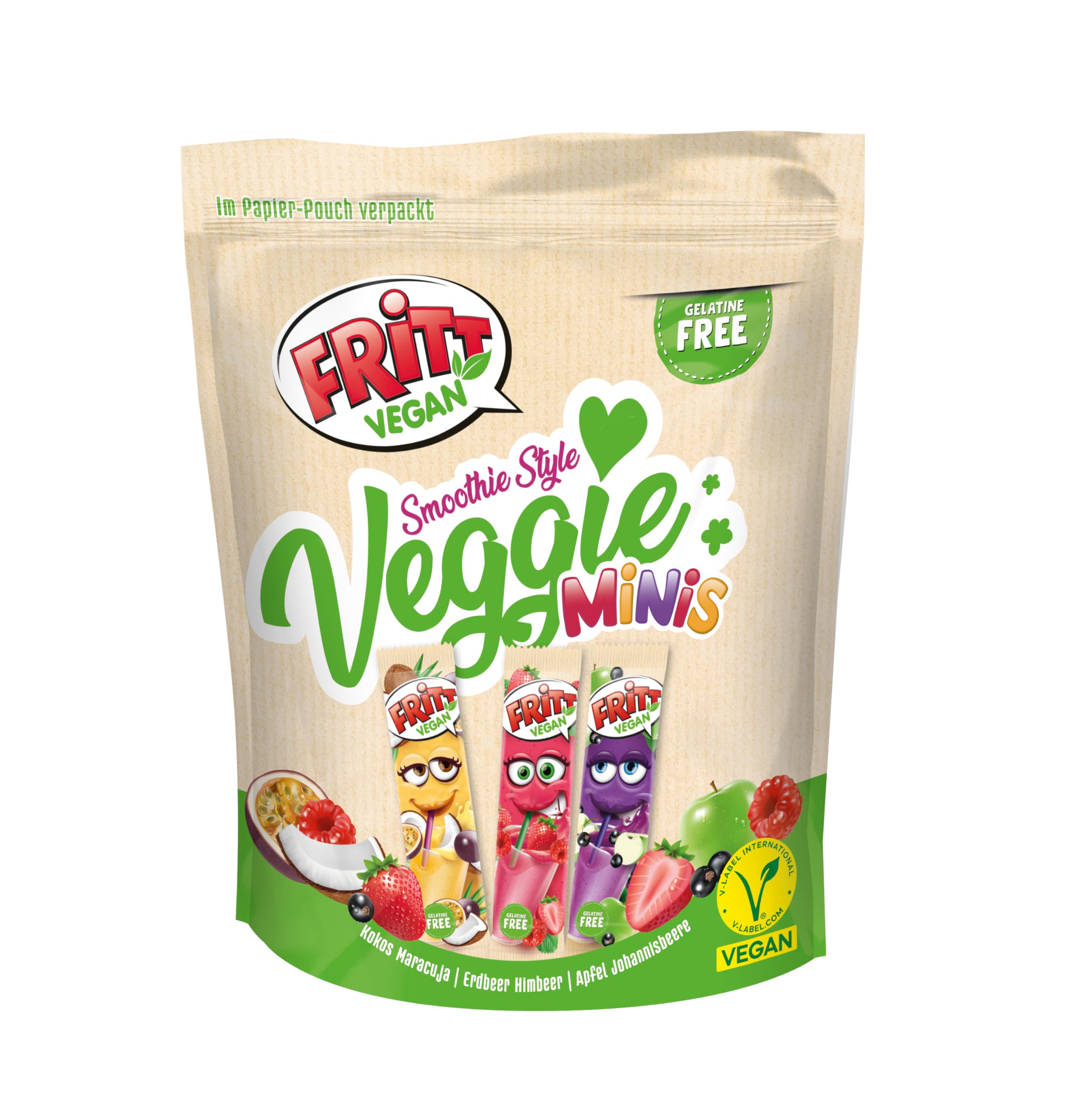 FRITT Vegan Smoothie Style-Mix Minis 135g, 100% Vegan, Mini Kaubonbon-Streifen für alle Smoothie Lover