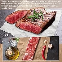 Vista 2 de Eersida 120 hojas de papel de carnicero para manualidades de carne para sublimación, desechables, suministros de envoltura blanco y marrón