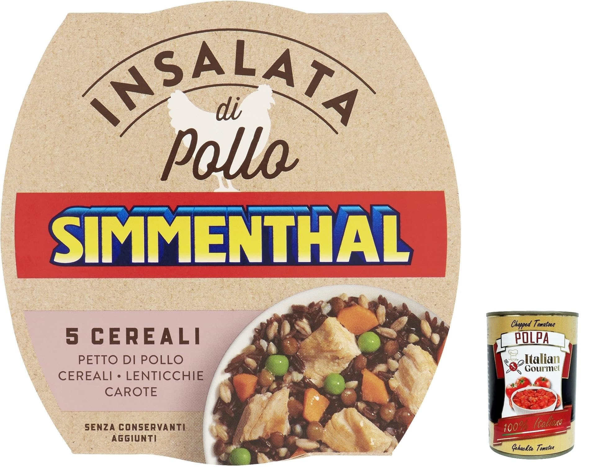 6x Simmenthal - 5 Cereali: Hähnchenbrustsalat mit 5 Körnern und ausgewähltem Gemüse, 160 gr + Italian Gourmet polpa 400g