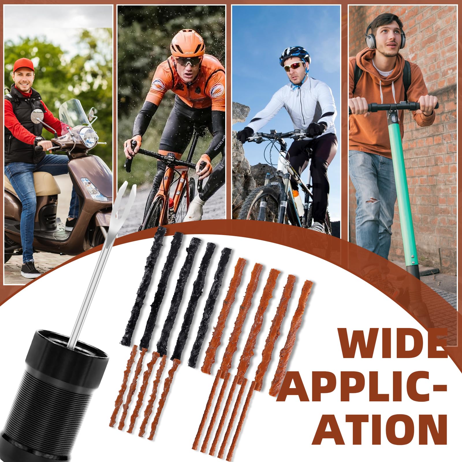 LPZMPZ Kit de Repara Mechas Reparacion Pinchazos Herramienta Reparación Bicicleta Antipinchazos Tubeless de Neumáticos Sin Cámara para MTB BTT Bici Carretera Gravel