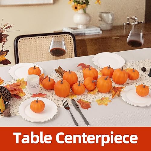 Miniatura 5 de Artgar Calabazas artificiales naranjas, decoración de cosecha, juego de 8 piezas para Halloween, Acción de Gracias, decoraciones de otoño, calabazas